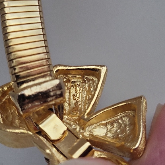 Vintage Dotty Smith Bow Belt Rhinestones Gold Tone Snake Chain 25" Relaxed - Picture 8 of 8